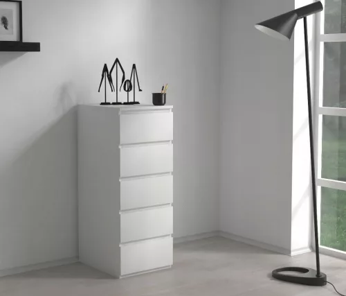 W5 fiókos szekrény, matt fehér