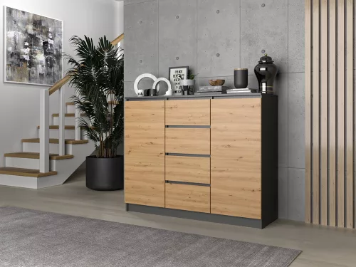 2D4S komód, antracit-tölgy