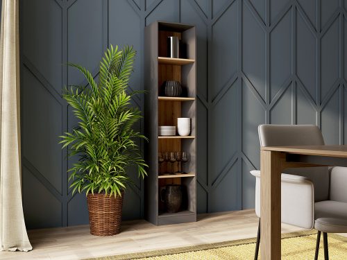 R40 polcos szekrény, antracit-tölgy