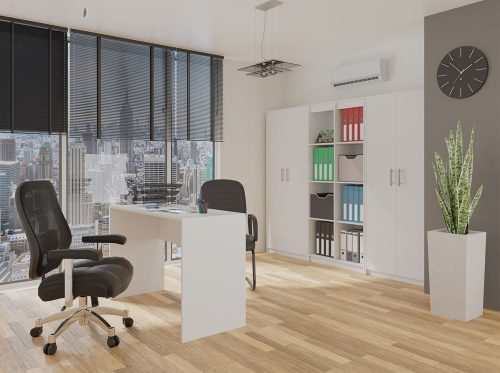 Oliv 2D könyvespolc, irodai szekrény, fehér 