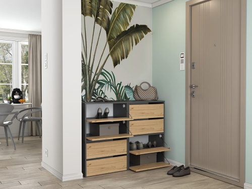 MIX Modo cipősszekrény, antracit-tölgy