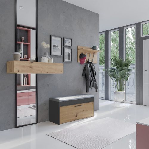 MIX Parma cipősszekrény, antracit-tölgy