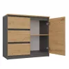 MIX Malaga 1D3S fiókos szekrény, antracit-tölgy