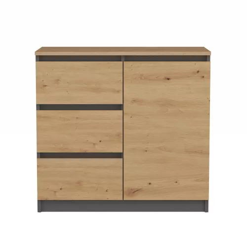 MIX Malaga 1D3S fiókos szekrény, antracit-tölgy