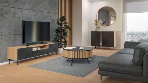 MIX Kama 2 komód, tölgy-fekete