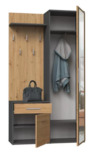 Duo előszobafal, antracit, tölgy