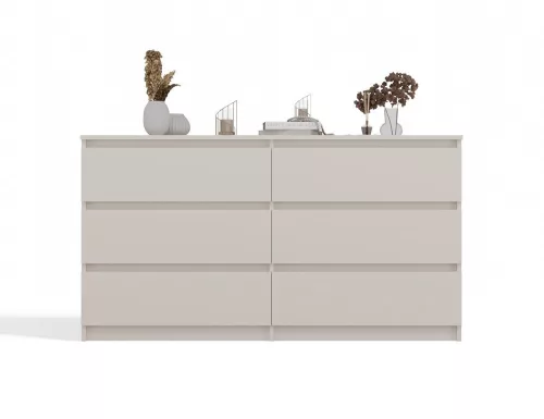 M6 140 fiókos szekrény, 138x75x40 cm, kasmír