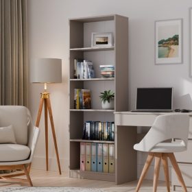   R60 polcos szekrény, könyvtartó, 60x182x30 cm, agyag színű