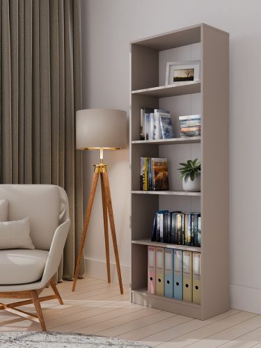R60 polcos szekrény, könyvtartó, 60x182x30 cm, agyag színű