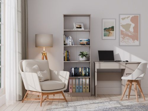 R60 polcos szekrény, könyvtartó, 60x182x30 cm, agyag színű