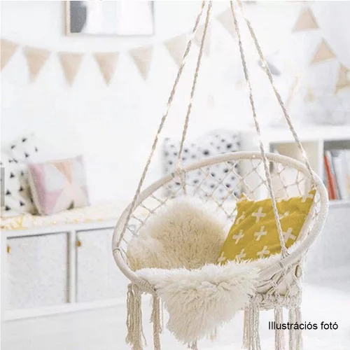 Függő szék, pamut+fém/fehér, AMADO 2 NEW