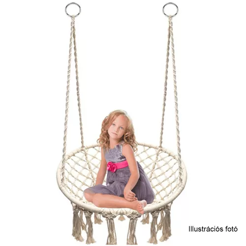 Függő szék, pamut+fém/fehér, AMADO 2 NEW