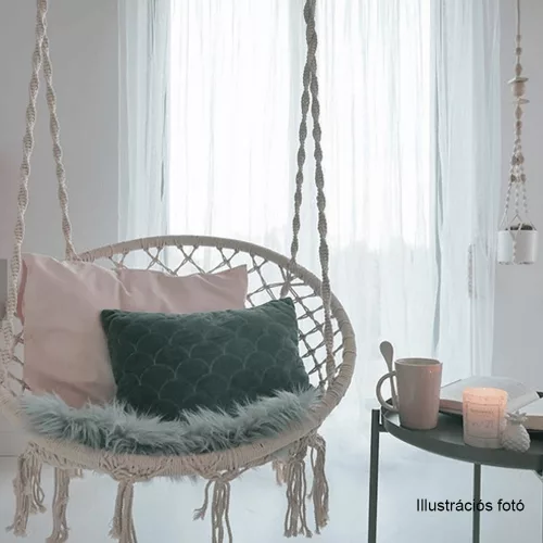 Függő szék, pamut+fém/fehér, AMADO 2 NEW