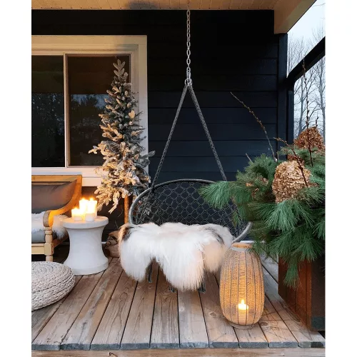 Függő szék, pamut+fém/fekete, AMADO 2 NEW