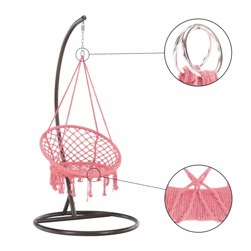 Függő szék, pamut+fém/rózsaszín, AMADO 2 NEW