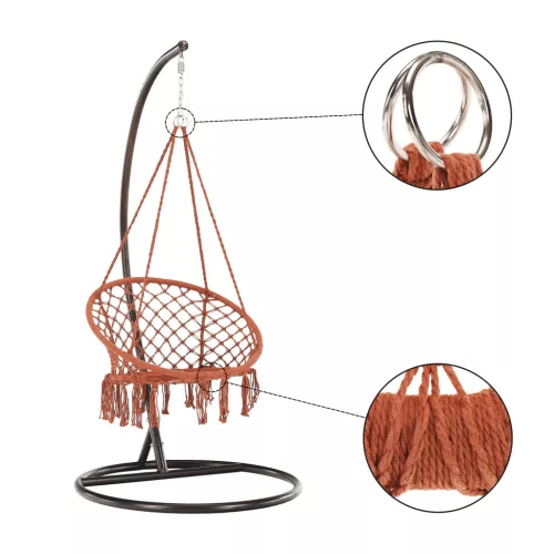 Függő szék, pamut+fém/bézs barna, AMADO 2 NEW