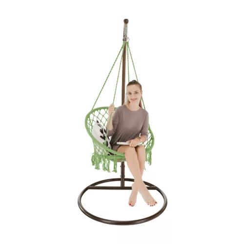 Függő szék, pamut+fém/zöld greenery, AMADO 2 NEW