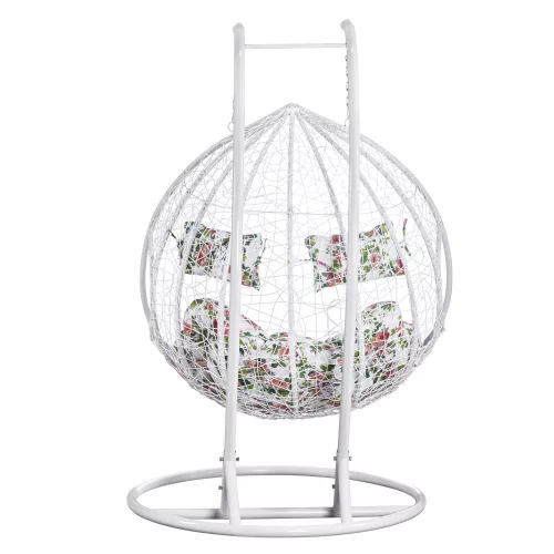 Dupla függőfotel, fehér/virágos minta, DELIA