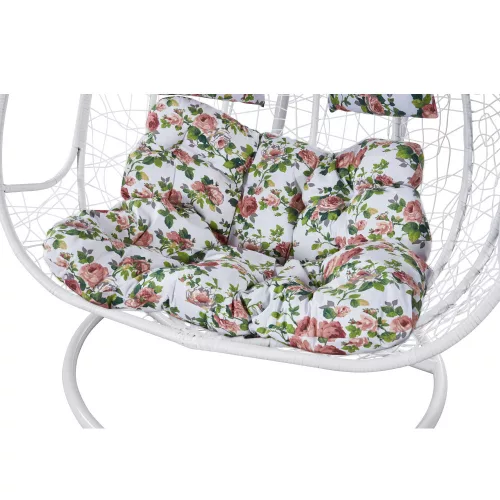 Dupla függőfotel, fehér/virágos minta, DELIA