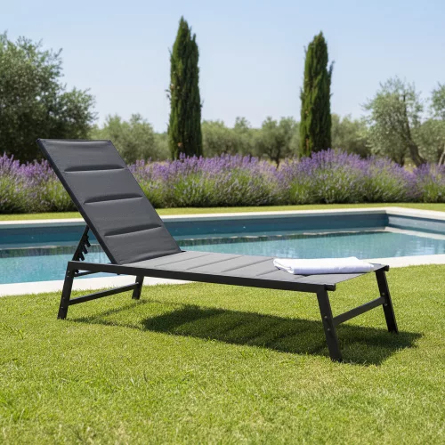 Állítható kerti napozóágy, fekete, LOPEZ