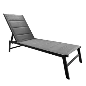 Állítható kerti napozóágy, fekete/szürke, LOPEZ