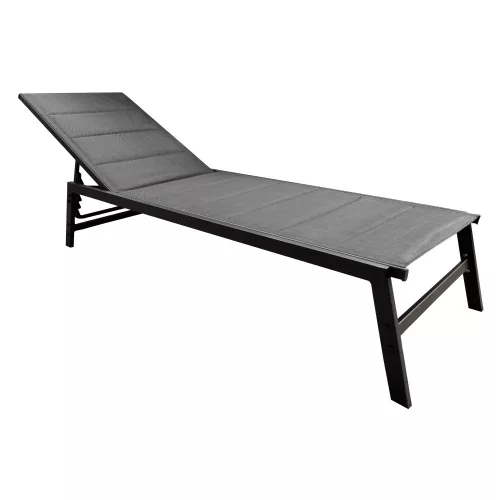 Állítható kerti napozóágy, fekete/szürke, LOPEZ