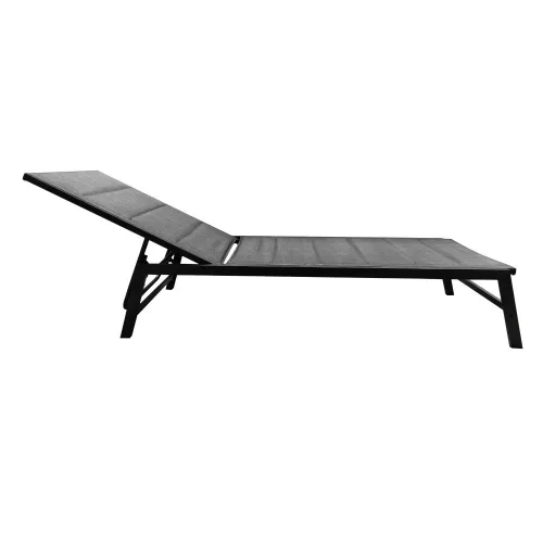 Állítható kerti napozóágy, fekete/szürke, LOPEZ