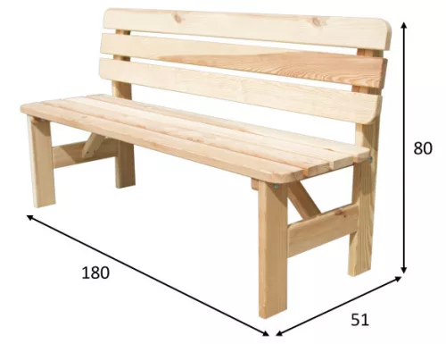 Rojaplast Viking fenyőfából készült kerti pad 180 cm - natúr