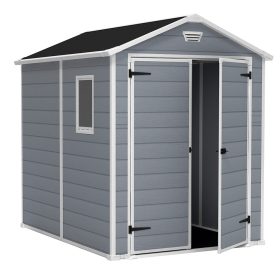   Keter Manor 6x8 DD műanyag kerti ház, tároló ablakkal - szürke/fehér 