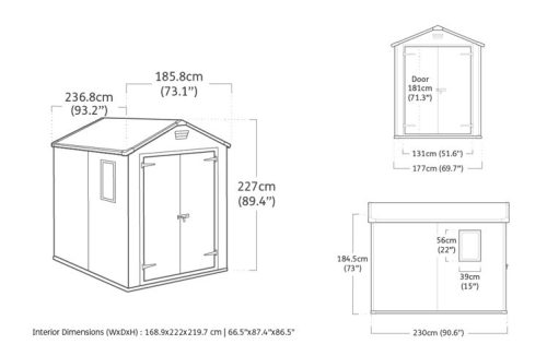 Keter Manor 6x8 DD műanyag kerti ház, tároló ablakkal - szürke/fehér 