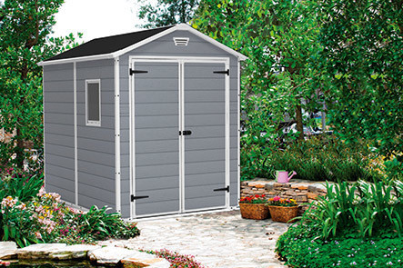 Keter Manor 6x8 DD műanyag kerti ház, tároló ablakkal - szürke/fehér 