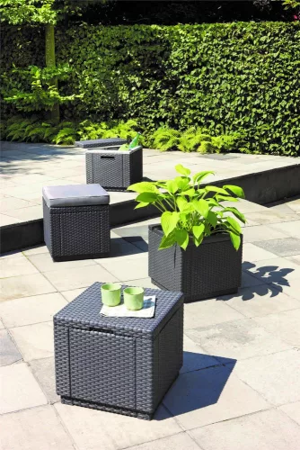 Keter Ice cube hordozható polyrattan hűtőláda - grafit - 40 L 