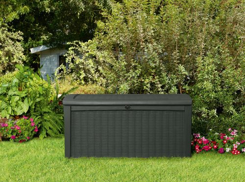 Keter Borneo polyrattan kerti tároló doboz, antracit - 416L