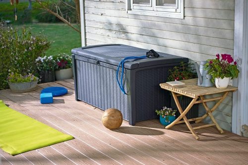 Keter Borneo polyrattan kerti tároló doboz, antracit - 416L