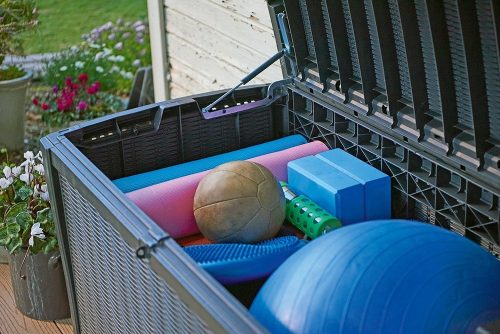 Keter Borneo polyrattan kerti tároló doboz, antracit - 416L