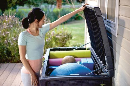 Keter Borneo polyrattan kerti tároló doboz, antracit - 416L