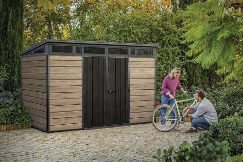 Keter PENT SIGNATURE HORIZONTAL 11×7 kerti fészer – DECOCOAT, 7,39 m², Ashwood