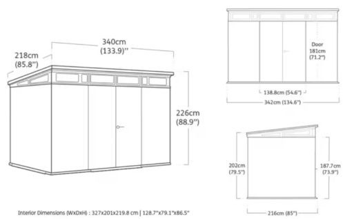 Keter PENT SIGNATURE HORIZONTAL 11×7 kerti fészer – DECOCOAT, 7,39 m², Ashwood