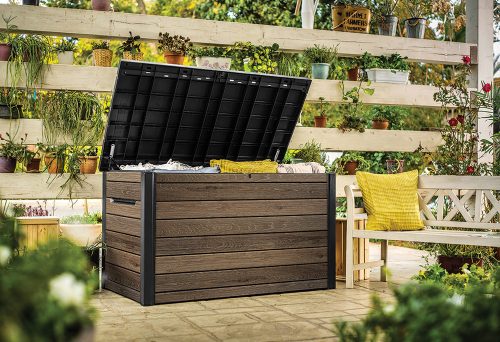 Keter Signature műanyag kerti tároló doboz 870 L - Dió