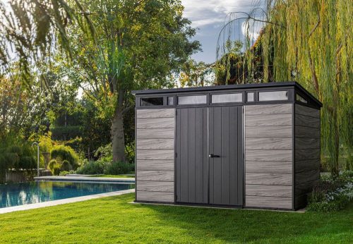 Keter PENT SIGNATURE 11×7 kerti fészer – DECOCOAT, 7,39 m², Storm Grey