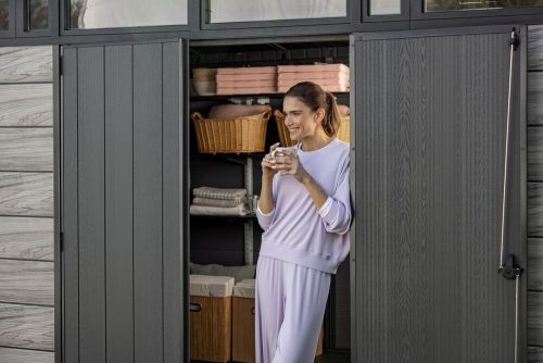 Keter PENT SIGNATURE 11×7 kerti fészer – DECOCOAT, 7,39 m², Storm Grey