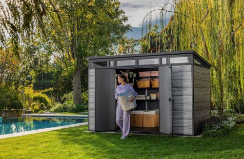 Keter PENT SIGNATURE 11×7 kerti fészer – DECOCOAT, 7,39 m², Storm Grey