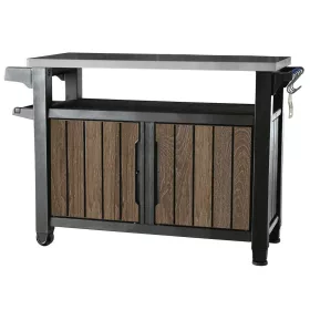 Keter UNITY XL műanyag kerti grill asztal – 207 L, walnut