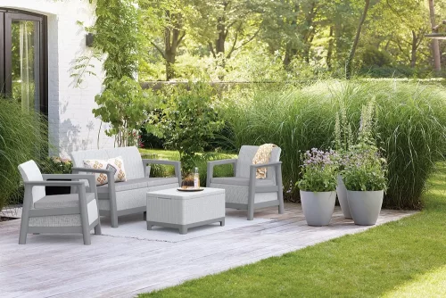 Keter SCANDI LINEA SET kerti bútor garnitúra – Ash Grey / Storm Grey