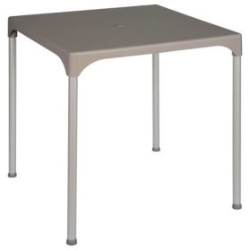   Rojaplast prime műanyag kerti asztal alumínium lábakon - barnás/szürke