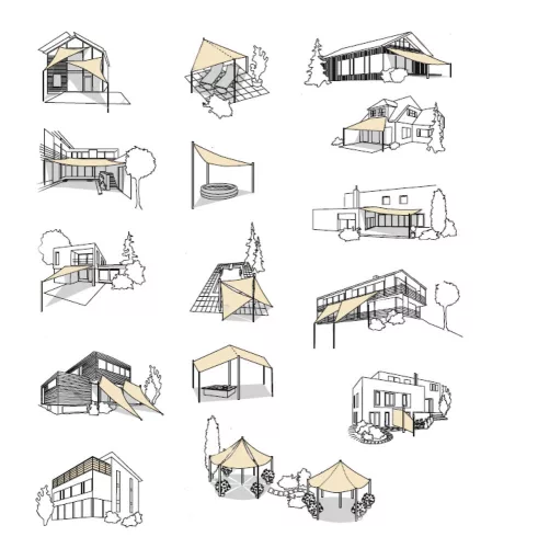 Rojaplast kerti műanyag pavilon, árnyékoló - háromszög alakú 3,6x3,6x3,6m 