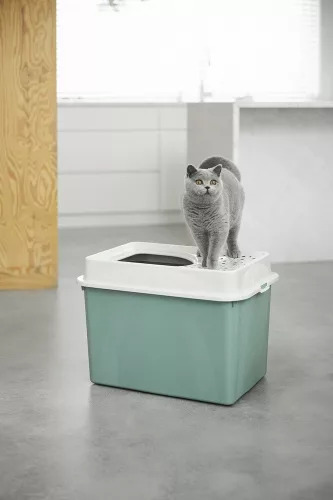 Rotho Eco berty műanyag macska WC - fekete/homok