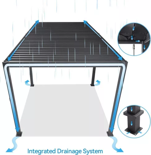 Rojaplast intro plus alumínium bioklimatikus pergola, falhoz rögzíthető 4 X 3 méteres - szürke antracit