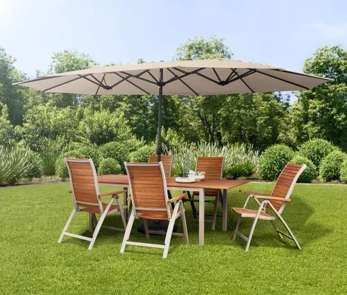 Rojaplast Double ZWU-307 napernyő, hajtókarral - bézs - 456 cm 