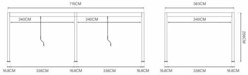 Rojaplast Intro Duo bioklimatikus alumínium pergola - szabadon álló - 7,2 x 3,6 méteres, szürke antracit